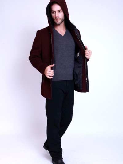 006-111H (11)_2 Men's Overcoat Maroon