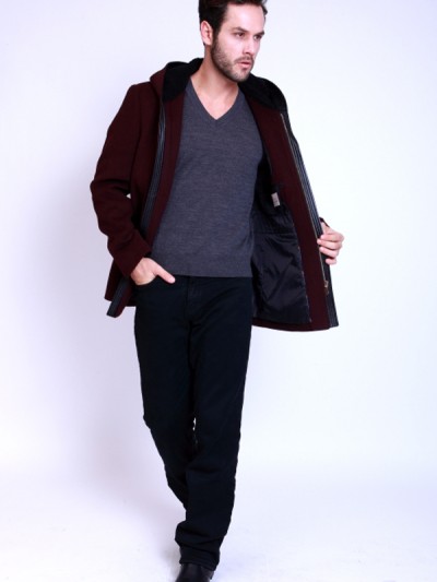 006-111H (14)_2 Men's Overcoat Maroon