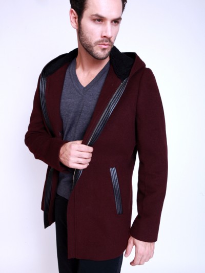 006-111H (1)_2 Men's Overcoat Maroon