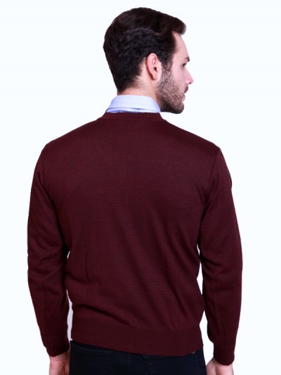 Basic V-Neck Sweater Maroon