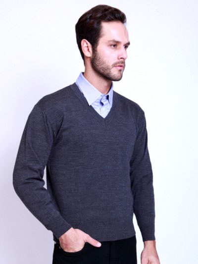 Basic V-Neck Sweater Charcoal
