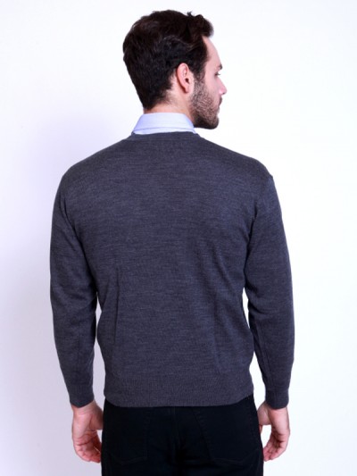 Basic V-Neck Sweater Charcoal
