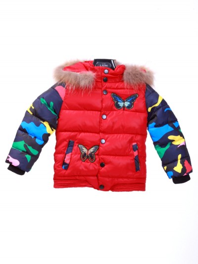 Butterfly Jacket Parasut Fur Collar Kids Red